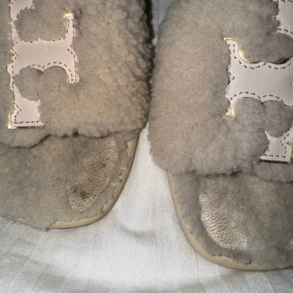 Tory Burch Beige Fuzzy Sandals - Picture 2 of 2
